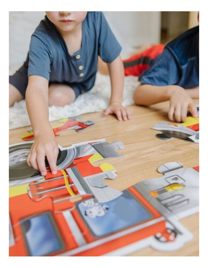 24pc Melissa & Doug Giant Fire Truck Floor Puzzle Wooden Jigsaw Kids 3y image 2