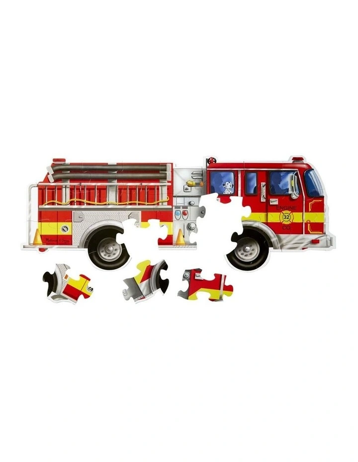 24pc Melissa & Doug Giant Fire Truck Floor Puzzle Wooden Jigsaw Kids 3y image 3