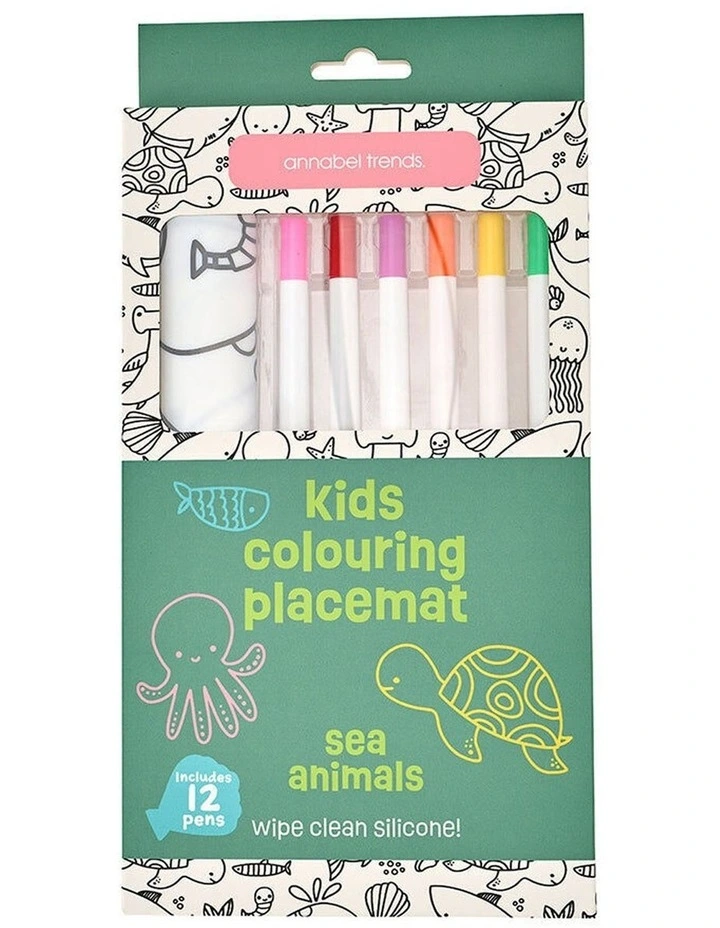 2pc Annabel Trends Silicone Colouring Mat Safari Sea Animals 3y image 3