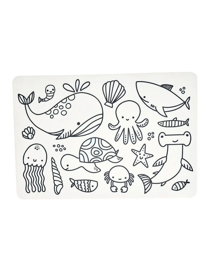 2pc Annabel Trends Silicone Colouring Mat Safari Sea Animals 3y image 5