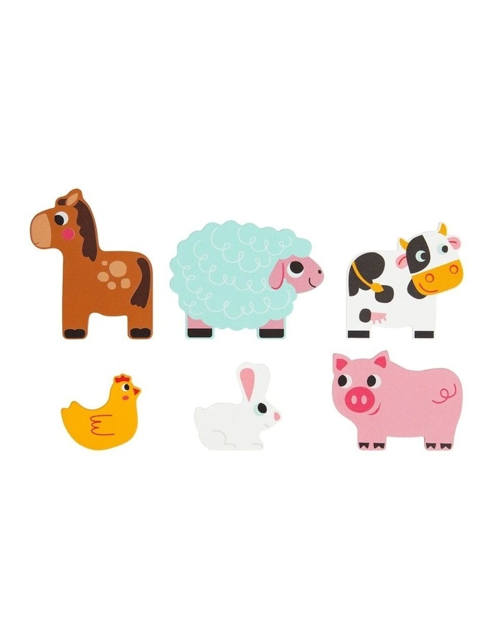 Tooky Toy Multi-Layered Farm Animal Wooden Kids Puzzle 12m  image 5