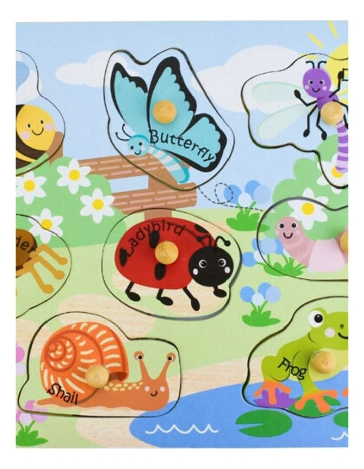 Koala Dream Wooden 2 In 1 Insects Peg Puzzle Kids Toy Plywood MDF 18m  image 2