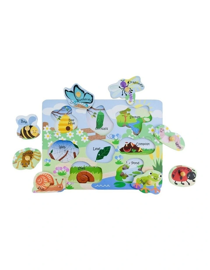 Koala Dream Wooden 2 In 1 Insects Peg Puzzle Kids Toy Plywood MDF 18m  image 3