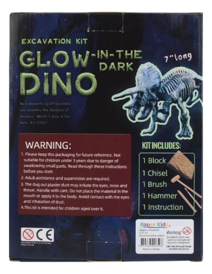 Kaper Kidz Glow In The Dark Triceratops Excavation Kit Dinosaur Toy 6y image 4