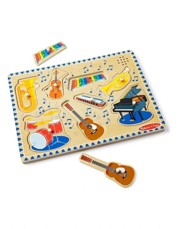 8pc Melissa & Doug Musical Instruments Wooden Sound Puzzle Jigsaw 2y  image 2