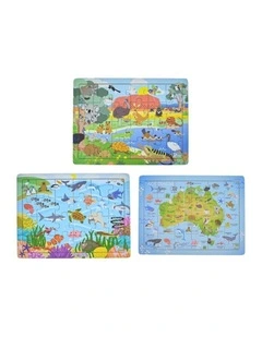 Koala Dream Kids Jigsaw Puzzle Set Aussie Sea Animals and Map 24pc