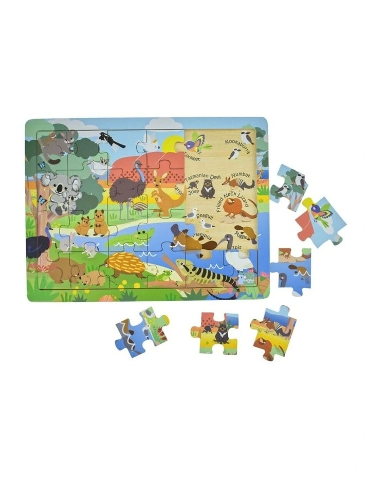 Koala Dream Kids Jigsaw Puzzle Set Aussie Sea Animals and Map 24pc image 2