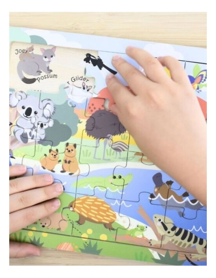 Koala Dream Kids Jigsaw Puzzle Set Aussie Sea Animals and Map 24pc image 4