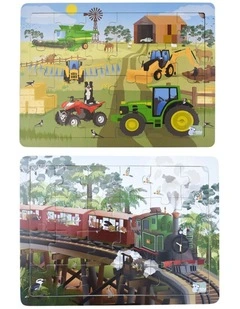 48pc Koala Dream Aussie Farm Vehicles And All Aboard Animals Puzzle Set 18m