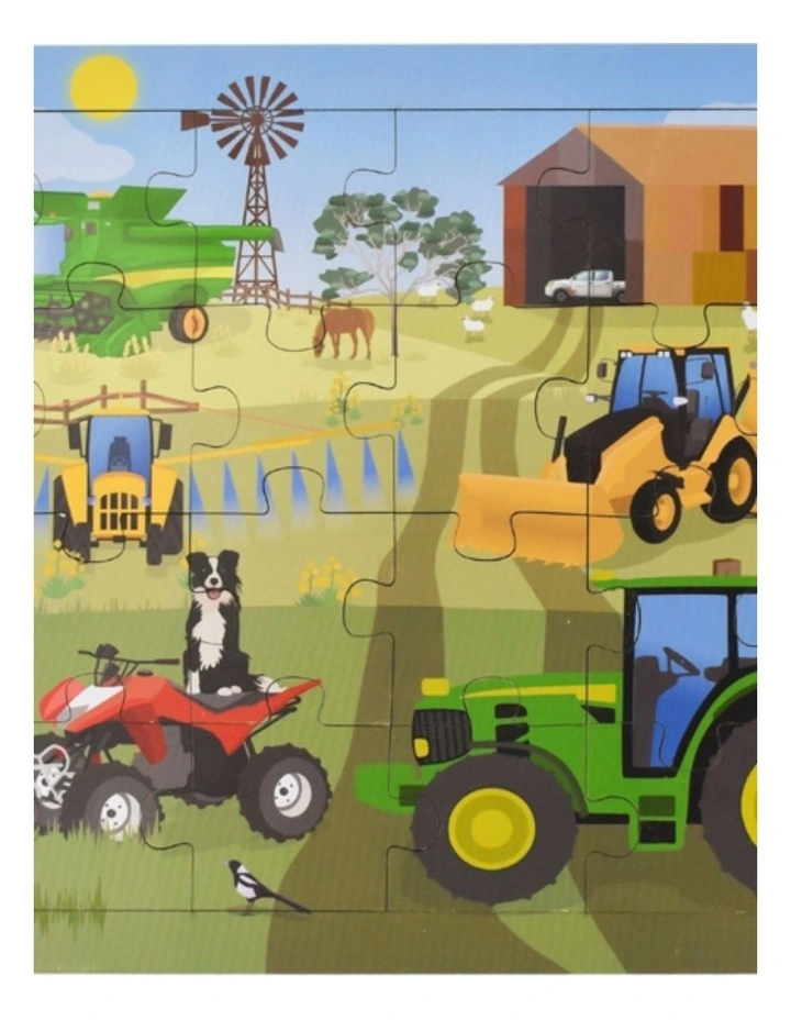 48pc Koala Dream Aussie Farm Vehicles And All Aboard Animals Puzzle Set 18m image 2