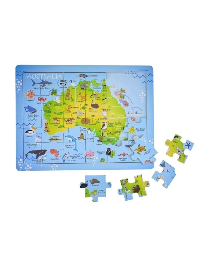 24pc Koala Dream Australian Map Aussie Animals And Landmarks Jigsaw Puzzle image 1