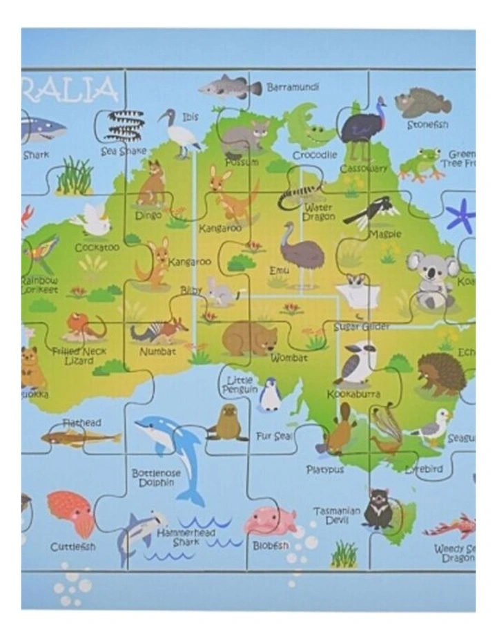 24pc Koala Dream Australian Map Aussie Animals And Landmarks Jigsaw Puzzle image 2