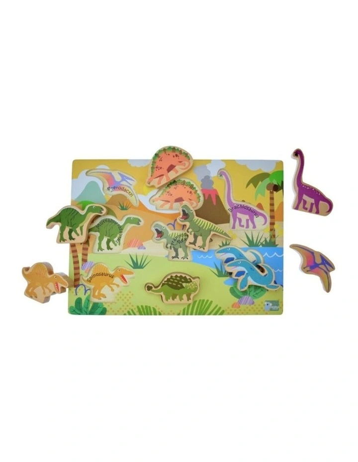 Koala Dream Wooden Chunky Dinosaur Kids Educational Toy Puzzle 12m  image 1