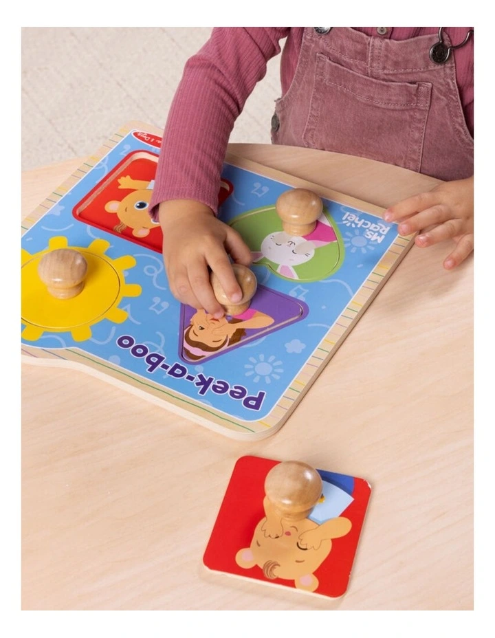 4pc Melissa & Doug Ms Rachel Jumbo Knob Wooden Puzzle 27cm Kids Toy 2y image 5