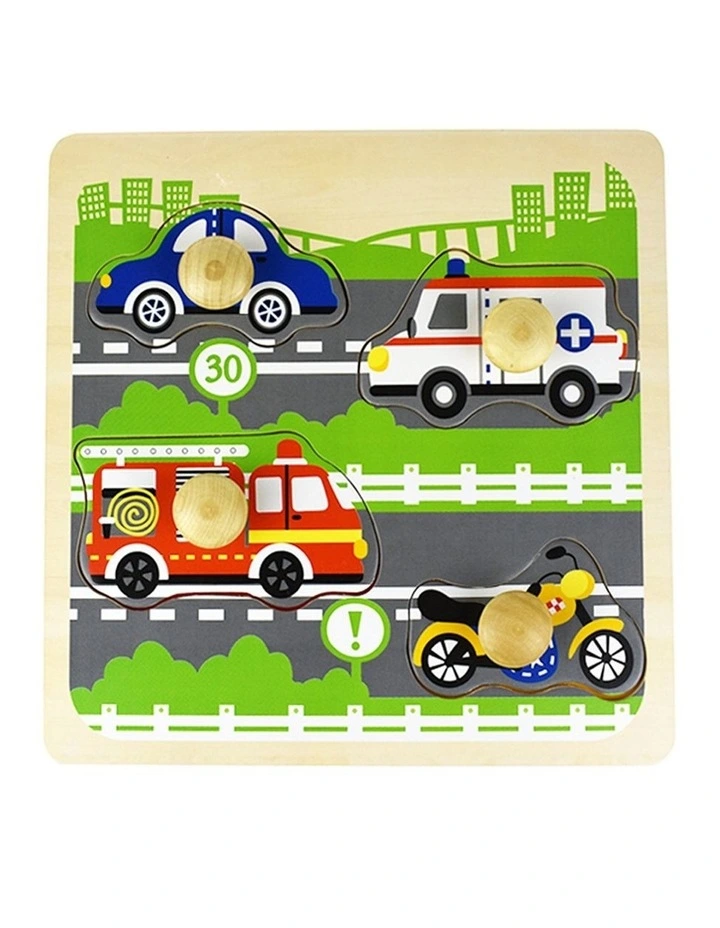 Kaper Kidz Traffic Large Peg Kids Wooden Puzzle 10m image 1