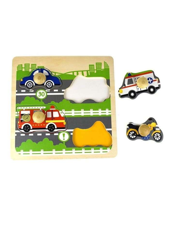 Kaper Kidz Traffic Large Peg Kids Wooden Puzzle 10m image 2
