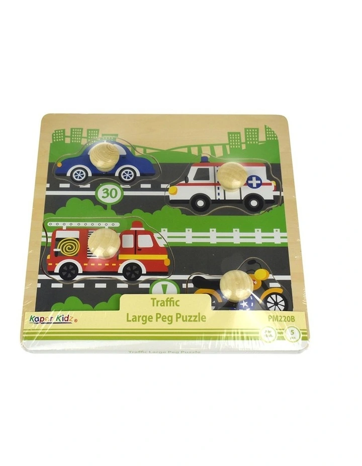 Kaper Kidz Traffic Large Peg Kids Wooden Puzzle 10m image 4