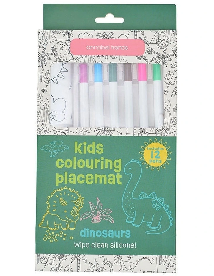 Annabel Trends Silicone Colouring Mat With Pens Kids Art Dinosaur image 1