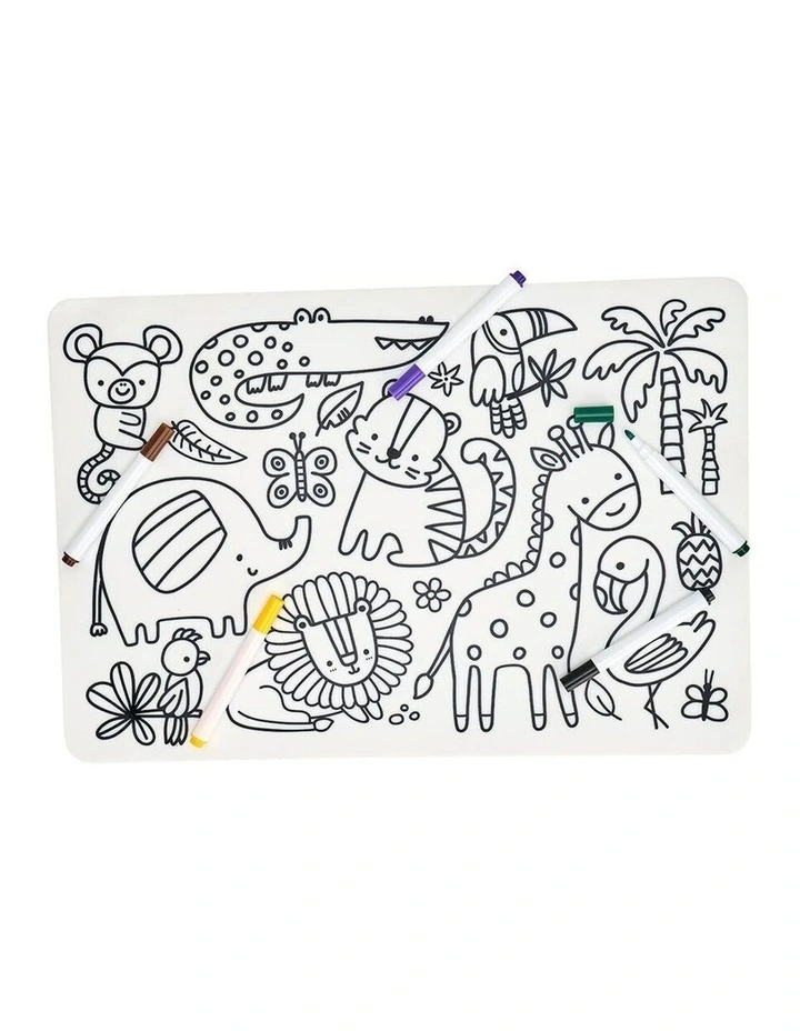 Annabel Trends Silicone Colouring Mat With Pens Kids Art Dinosaur image 2