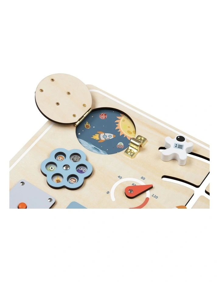 Tooky Toy Space Busy Board Wooden Educational Activity Toy Kids 3y image 2