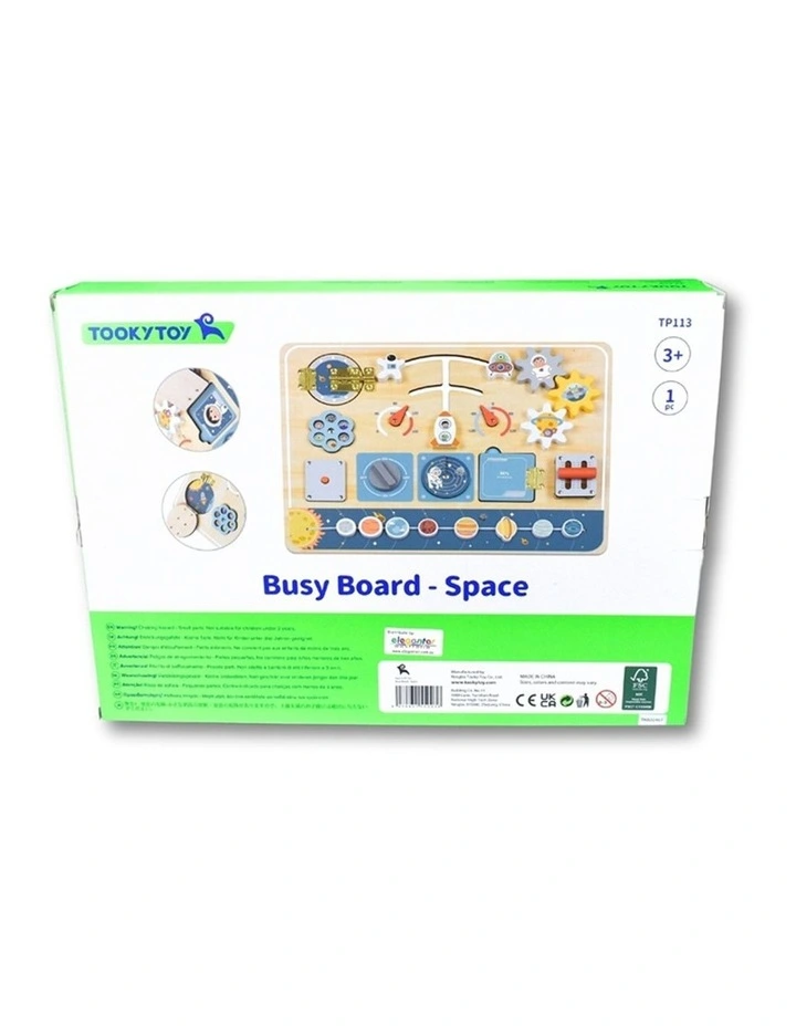 Tooky Toy Space Busy Board Wooden Educational Activity Toy Kids 3y image 4