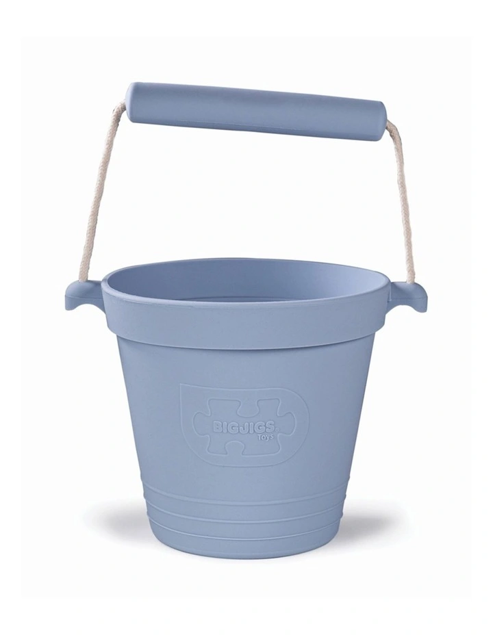 Bigjigs Toys 14cm Activity Bucket Kids Toy Dove Grey Silicone 18m image 1