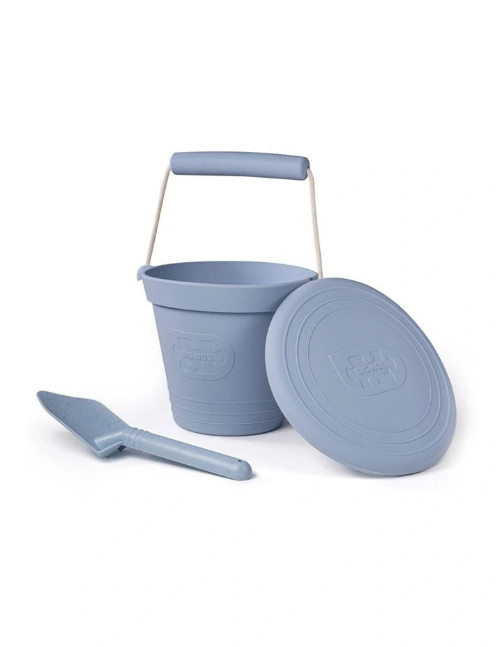 Bigjigs Toys 14cm Activity Bucket Kids Toy Dove Grey Silicone 18m image 2
