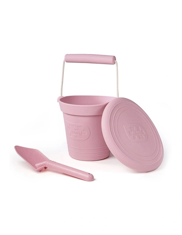 Bigjigs Toys 14cm Activity Bucket Kids Toy Blush Pink Silicone 18m image 2