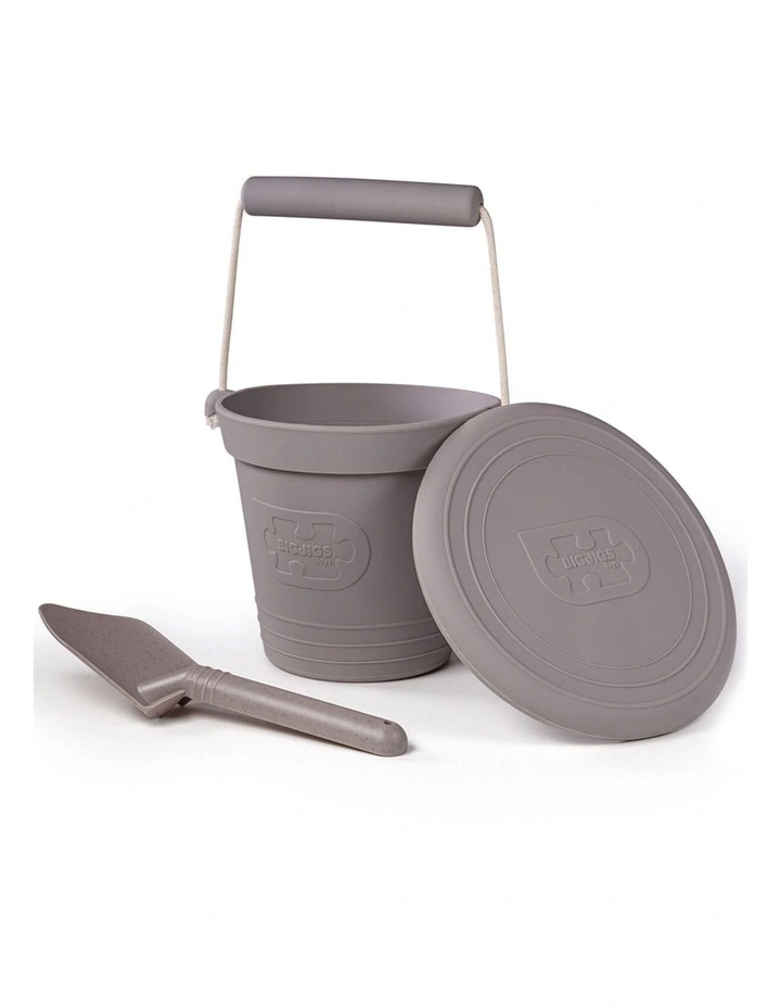 Bigjigs Toys 14cm Activity Bucket Kids Toy Stone Grey 18m Flexible Durable image 2