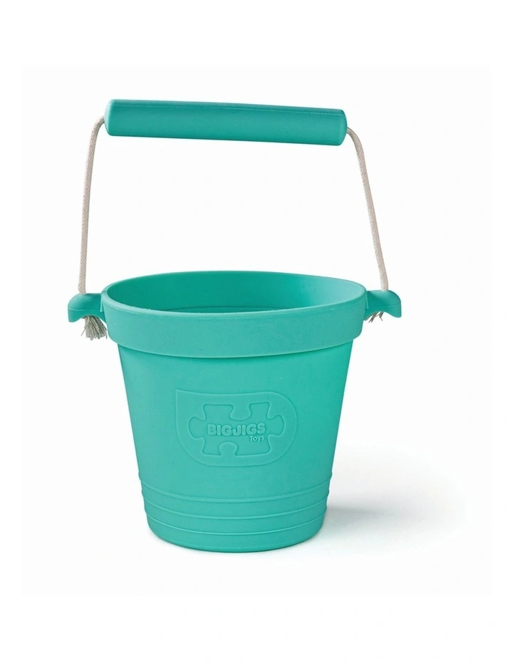 Bigjigs Toys 14cm Activity Bucket Kids Toy Eggshell Green Silicone 18m  image 1