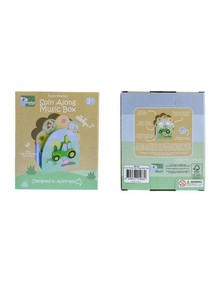 Koala Dream Wooden Farm Friends Spin Along Music Box Kids Musical Toy 3y image 3