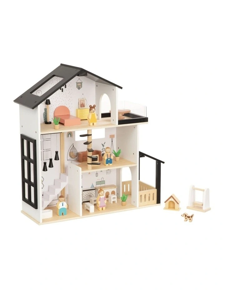 Tooky Toy Wooden Doll House Playset With Family Figures And Pet Accessories image 2