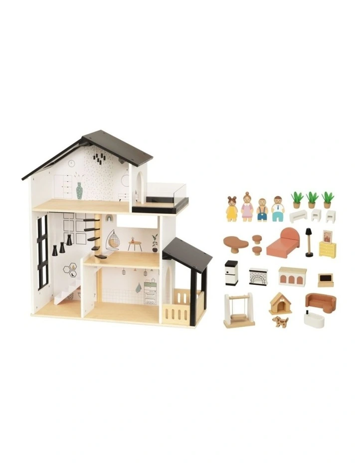 Tooky Toy Wooden Doll House Playset With Family Figures And Pet Accessories image 3
