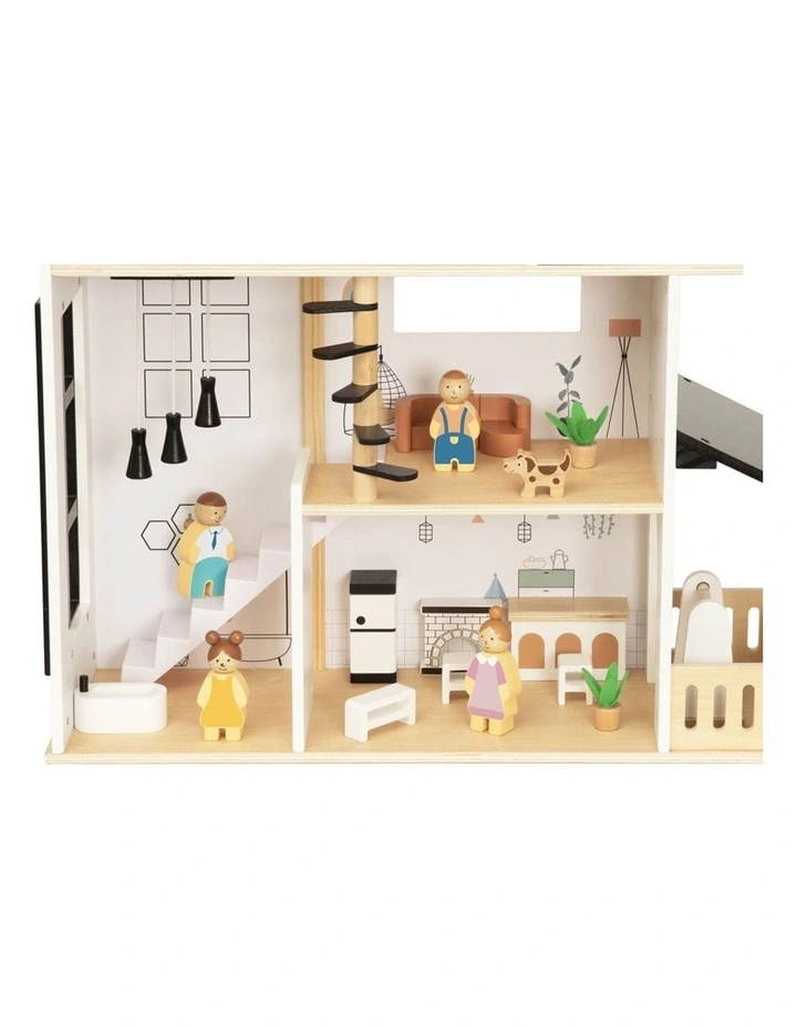 Tooky Toy Wooden Doll House Playset With Family Figures And Pet Accessories image 4