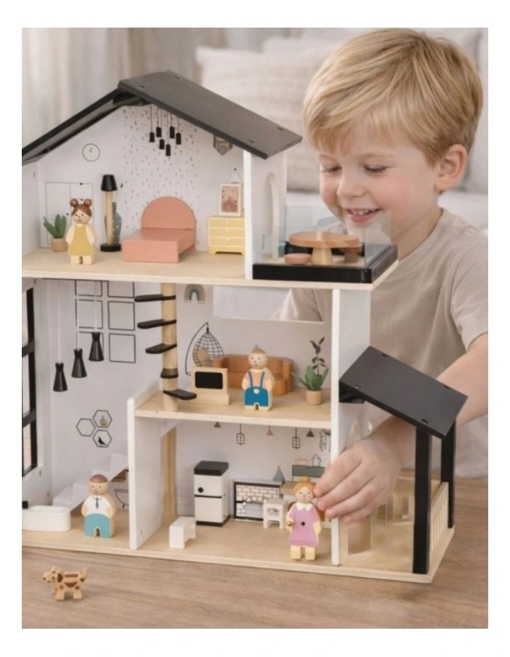 Tooky Toy Wooden Doll House Playset With Family Figures And Pet Accessories image 6
