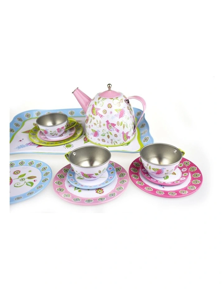 Kaper Kidz Bird Tin Tea Set Suitcase Kids Pretend Play 3 Years Plus image 5