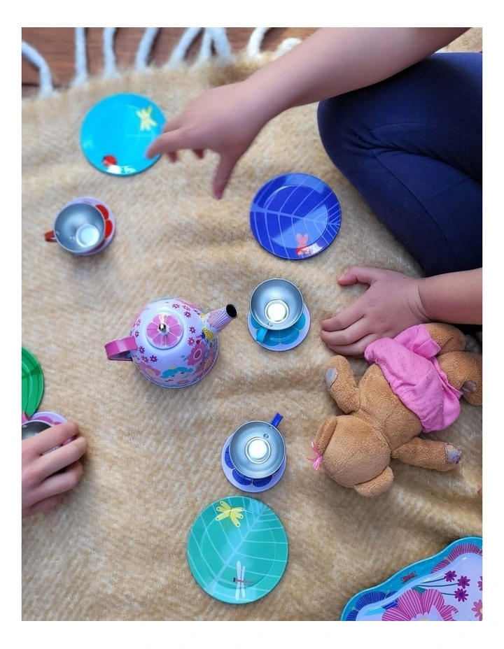 Kaper Kidz Flower Fairy Tin Tea Set 15pcs Kids Pretend Play 3 Years Plus image 3