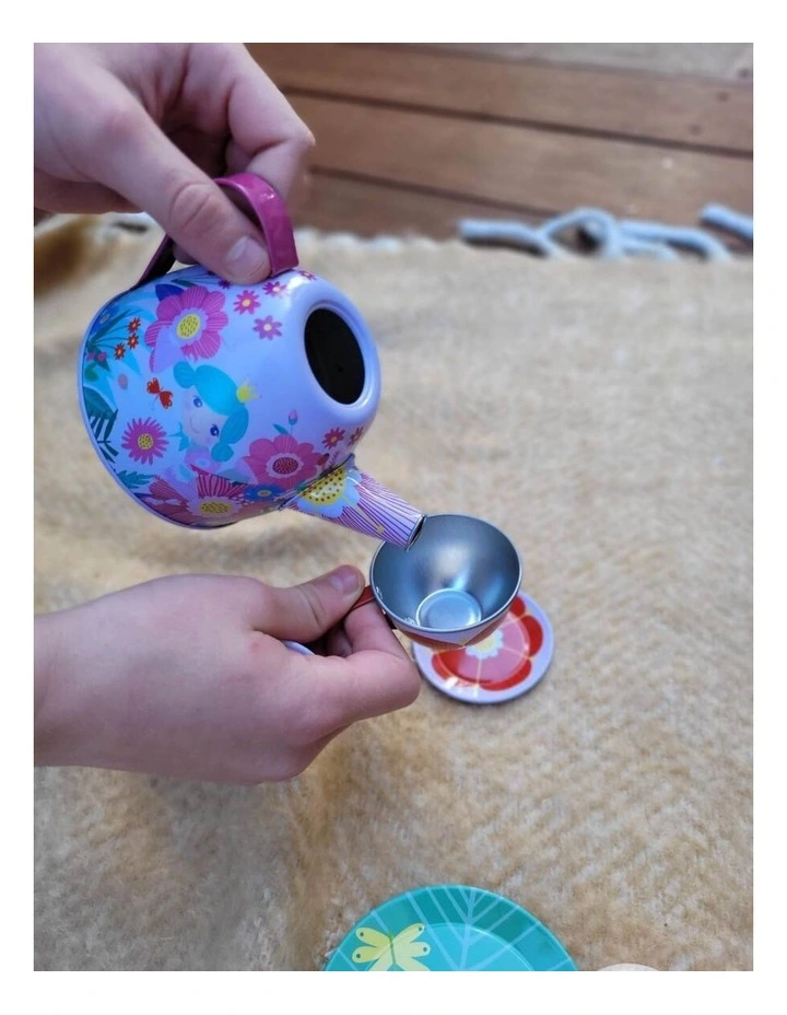 Kaper Kidz Flower Fairy Tin Tea Set 15pcs Kids Pretend Play 3 Years Plus image 5