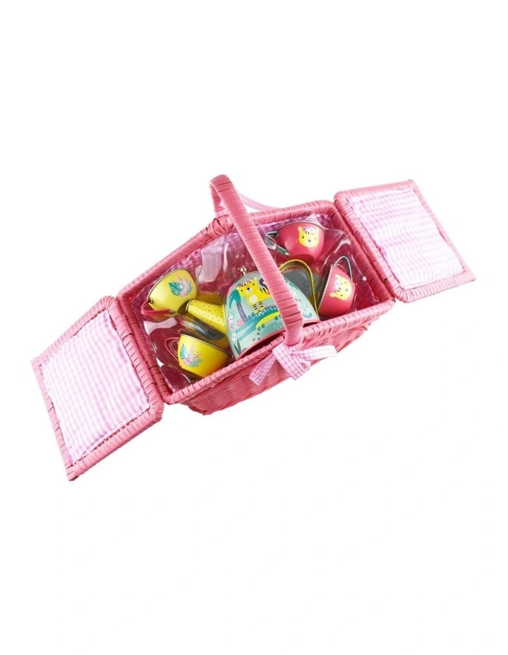 Kaper Kidz Tiger Tin Tea Set 18pc Picnic Basket Kids Pretend Play 3 Years image 3
