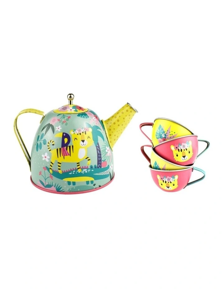 Kaper Kidz Tiger Tin Tea Set 18pc Picnic Basket Kids Pretend Play 3 Years image 6