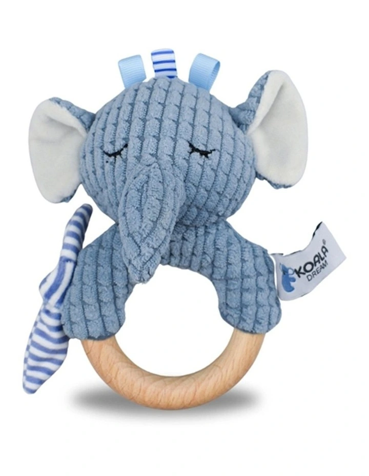 Koala Dream Snuggle Buddy Trunks Elephant Wooden Ring Rattle Blue 0M image 1