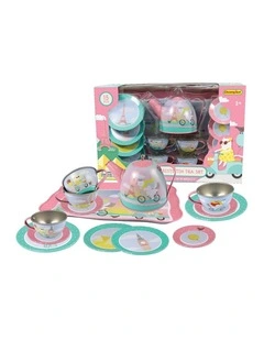 Kaper Kidz 15pc Animal Tourists Tin Tea Set Kids 3y 