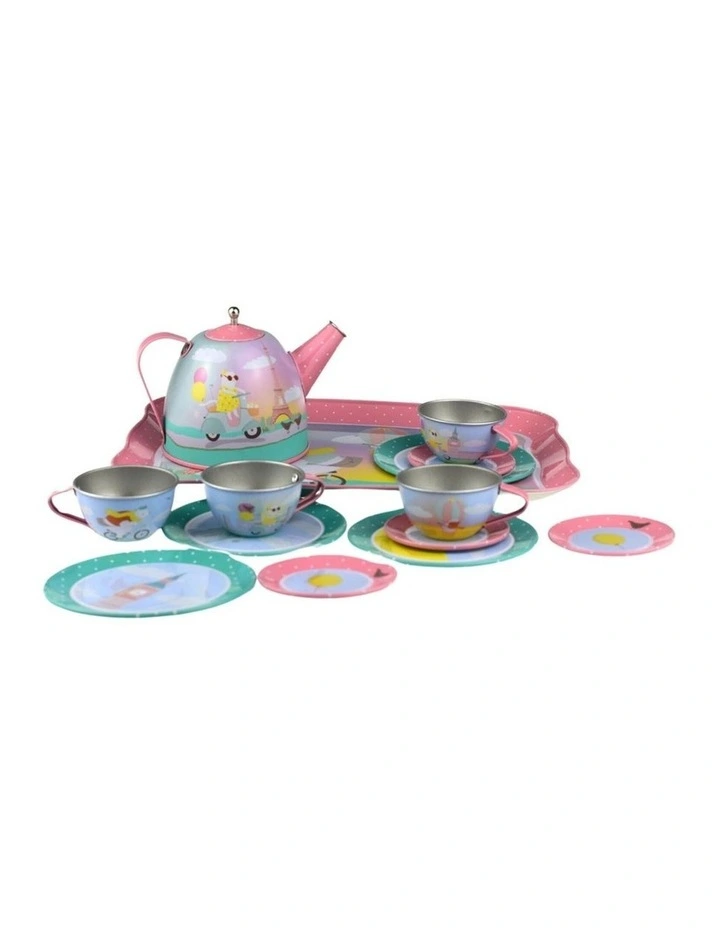Kaper Kidz 15pc Animal Tourists Tin Tea Set Kids 3y image 2