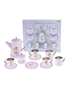 13pc Kaper Kidz Ballerina Kids Tin Tea Mug Set Pretend Play 3y 