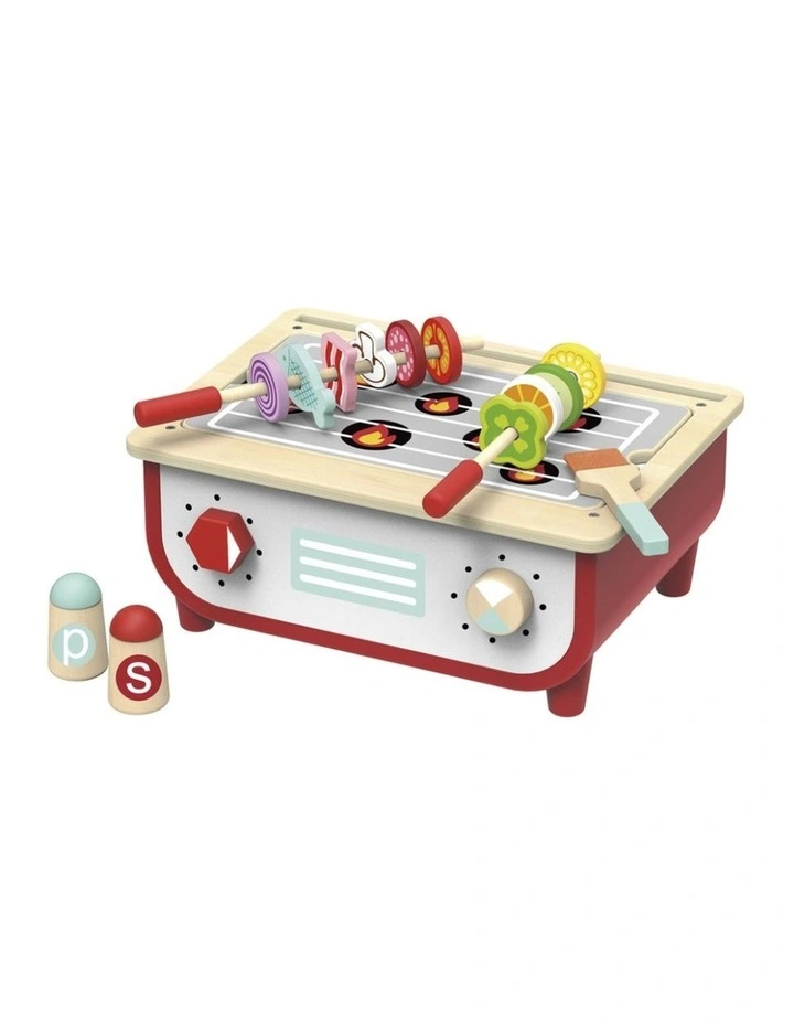 23pc Tooky Toy Kitchen Set & BBQ Imaginative Play Kids 3y Plywood Wood image 2