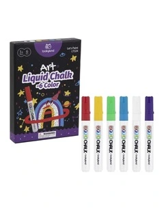 6pc Tookyland Liquid Chalk Colouring Markers Art Pack 6 Colours Kids 3 