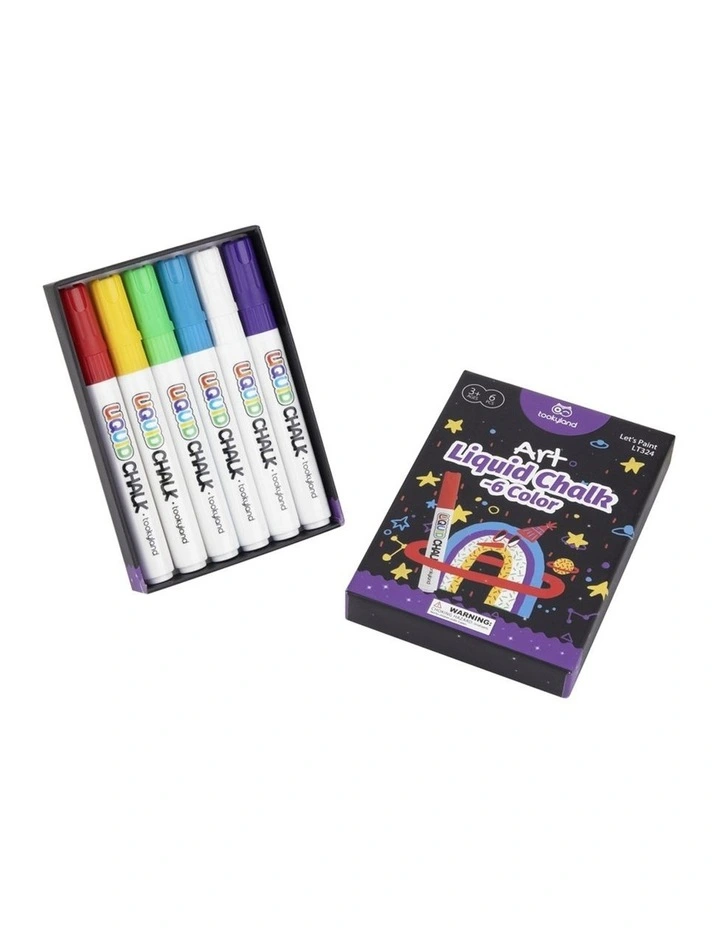 6pc Tookyland Liquid Chalk Colouring Markers Art Pack 6 Colours Kids 3 image 2