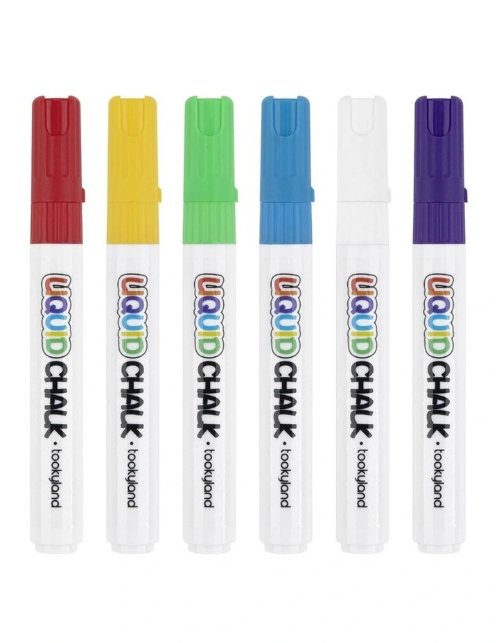 6pc Tookyland Liquid Chalk Colouring Markers Art Pack 6 Colours Kids 3 image 3