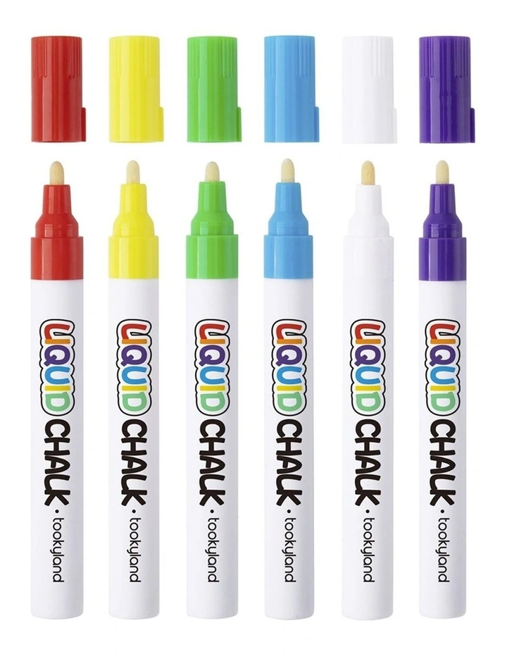 6pc Tookyland Liquid Chalk Colouring Markers Art Pack 6 Colours Kids 3 image 5