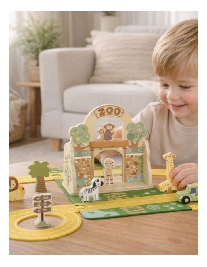 Tooky Toy Portable Wooden Felt Zoo Playset Toddler Kids Toy 18 Months Plus image 4